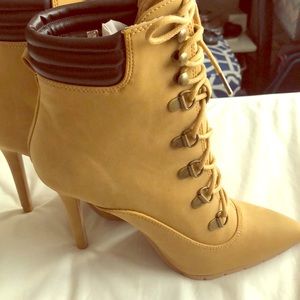 High heels combat suede shoes